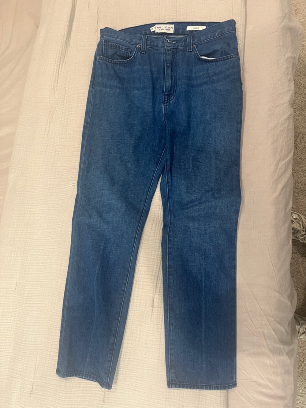 Nili Lotan Women's Straight Leg Jeans in Dark Blue